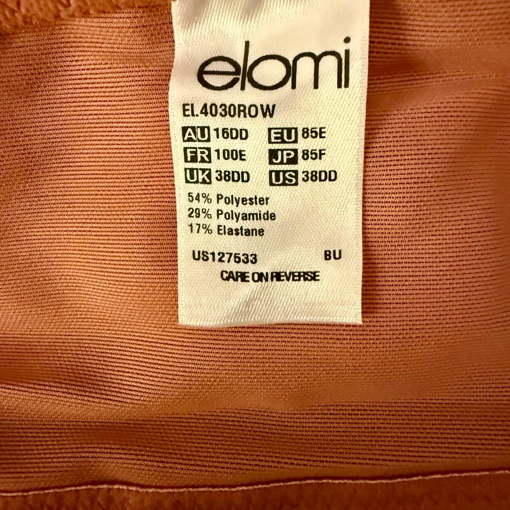 NWT Elomi Cate Full Figure Underwire Lace Cup Bra Adj Straps Rosewood 38DD - Picture 4 of 10